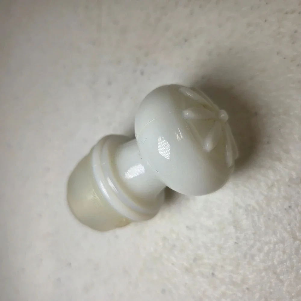 Vintage White Milk Glass Bottle Stopper Floral Daisy Embossed Top Replacement
